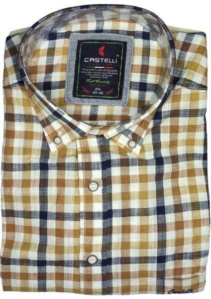 Erkek Büyük Beden 110 Kilo Için Uygun Ince Yazık Keten Kısa Kol Gömlek