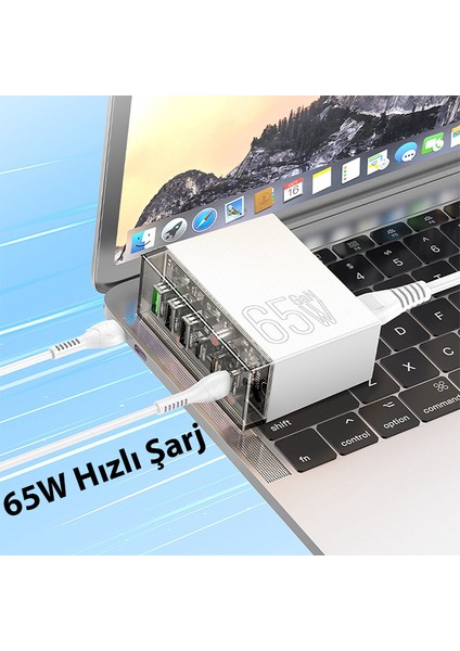 N36 PD65W Type-C + Usb-A 6 Girişli Masaüstü Şarj Istasyonu