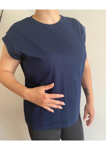 Kadın Kolsuz Tshirt Lacivert