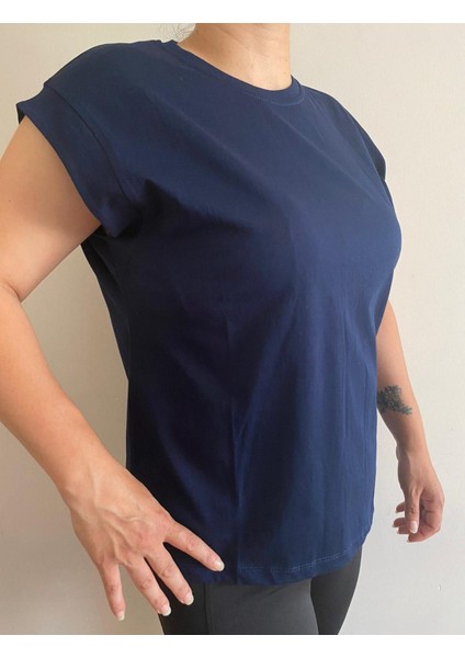 Kadın Kolsuz Tshirt Lacivert modelleri