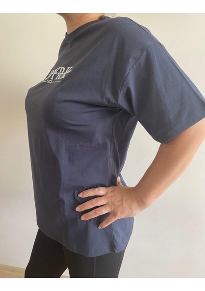 Kadın New York Baskılı Tshirt Füme fiyatları