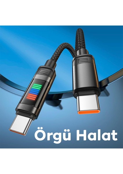 U126 Lantern 100W Type-C To Type-C Hızlı Data ve Şarj Kablosu