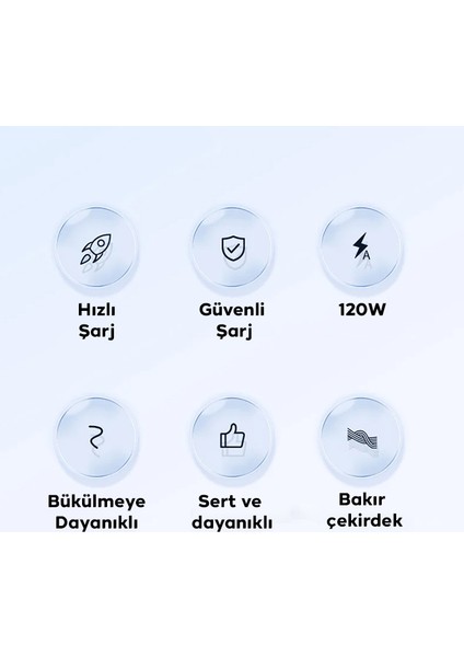 180° Dönebilen USB To Type-C 120W Hızlı Şarj Kablosu 1 Metre