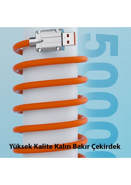 180° Dönebilen USB To iPhone Lightning 6A Hızlı Şarj Kablosu 1 Metre