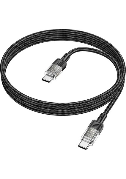 U129 Transparan Type-C To Type-C Data ve Şarj Kablosu 1m