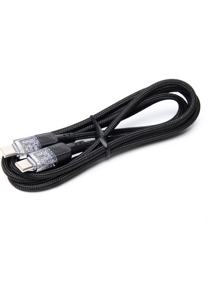 U129 Transparan Type-C To Type-C Data ve Şarj Kablosu 1m