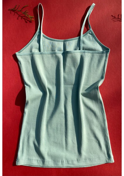 Pamuklu ve Likralı Fitilli 1 Adet Çağla Yeşili Renk Ip Askılı Gömlek Altı Kadın T-Shirt fiyatları