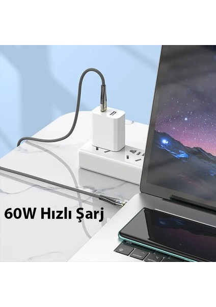 U121 Gold Standard Transparent Discovery Edition 60W Type-C To Type-C Hızlı Şarj ve Data Kablos