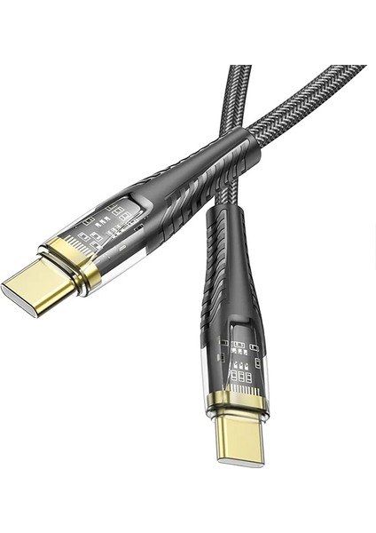 U121 Gold Standard Transparent Discovery Edition 60W Type-C To Type-C Hızlı Şarj ve Data Kablos