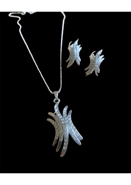 Zirkontaşlı Antialerjik Silver Kolye & Küpe Set