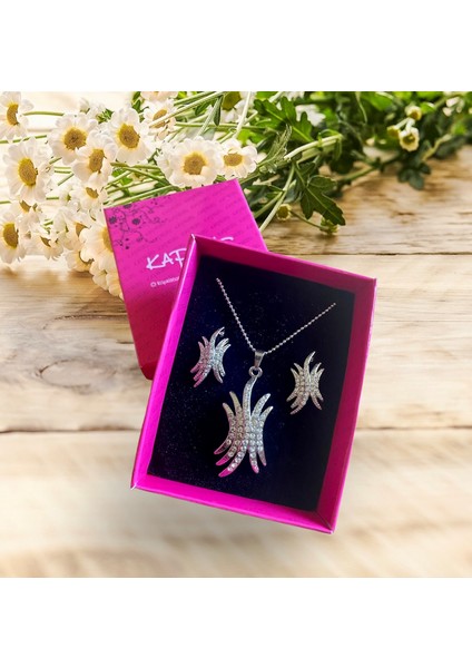 Zirkontaşlı Antialerjik Silver Kolye & Küpe Set