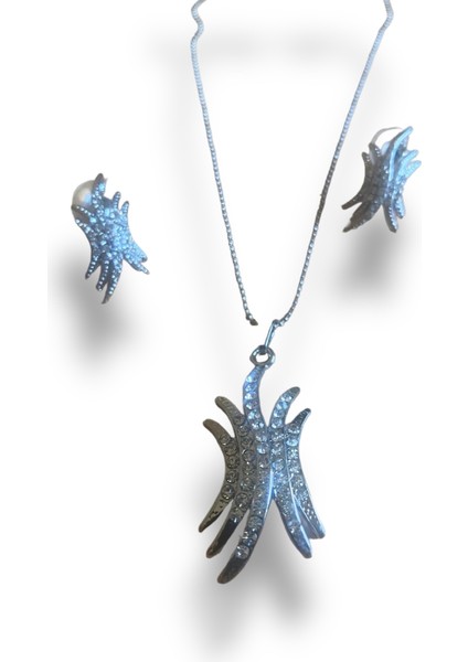 Zirkontaşlı Antialerjik Silver Kolye & Küpe Set