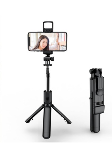 Tripod Q02S Bluetooth Çok Fonksiyonlu Kablosuz Kumandalı Tüm Akıllı Telefonlara Uyumlu Selfie Çubuk