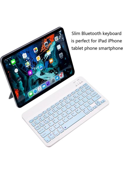 Samsung Galaxy Tab A8 Wifi X200 Uyumlu Kablosuz Bluetooth Şarj Edilebilir Mini Q Klavye - Mavi