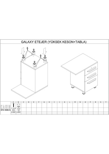 Galaxy 120 cm Yüksek Kesonlu Beyaz Çalışma Ofis Masa (Beyaz/antrasit)