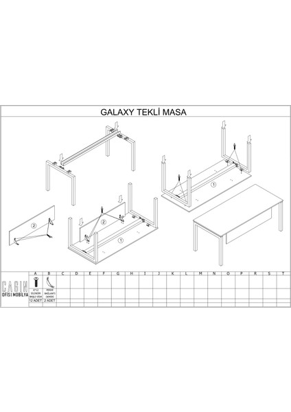 Çağın Ofis Mobilyaları Galaxy Tekli Etajersiz Masa 120 cm (Minyatür)