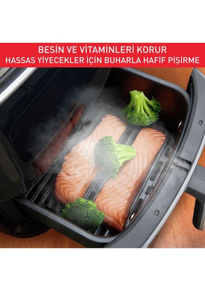 6,5lt Xxl Kapasite 3'ü 1 Arada Çözüm Hava ile Kızartma, Izgara ve Buharda Pişirme Premium Fritöz & Airfry