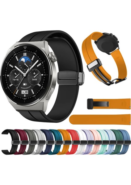 Huawei Watch Gt3 Pro Modeline Uyumlu Titanium Magnet Tokalı Silikon Kordon modelleri