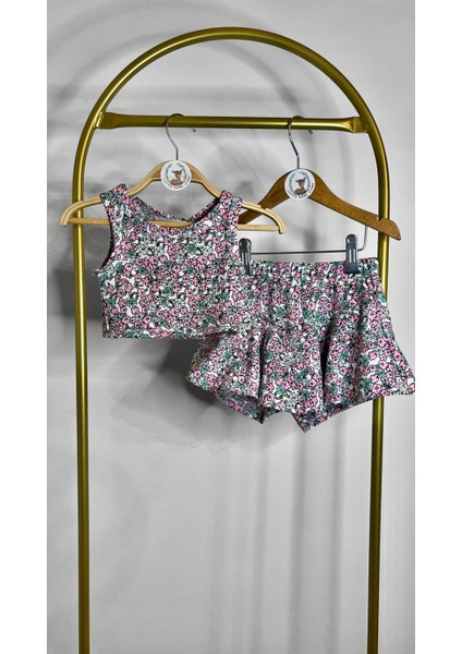 Little Bambi Store Şortlu Etek Crop Takım