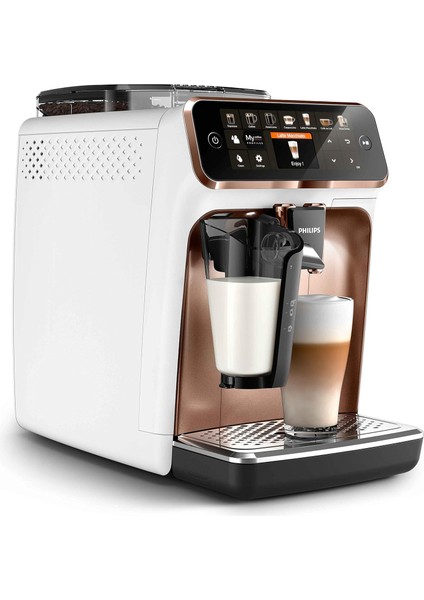 Lattego Tam Otomatik Premium 12 Farklı Kahve Krom-Beyaz Kahve ve Espresso Makinesi +Luciole Lambader