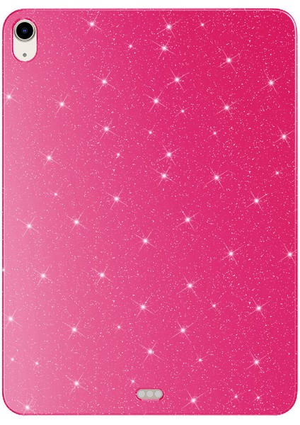 iPad Uyumlu Air 11 2024 Simli Parlak Görünümlü Htstore Tablet Koton Kılıf-Pembe Koyu