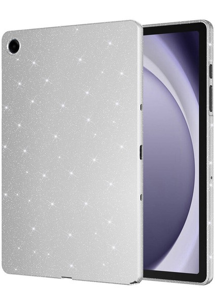 Galaxy Uyumlu Tab A9 Plus Simli Parlak Görünümlü Htstore Tablet Koton Kılıf-Gümüş