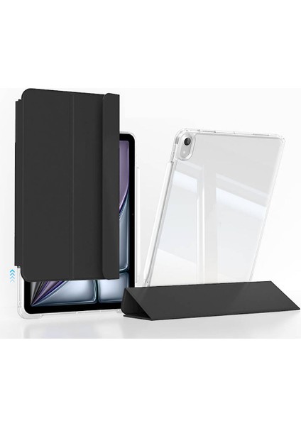 ​ iPad Uyumlu Air 13 2024 Kılıf Magnetik Ayrılabilen Airbagli Htstore Sliding Tablet Kılıfı-Siyah