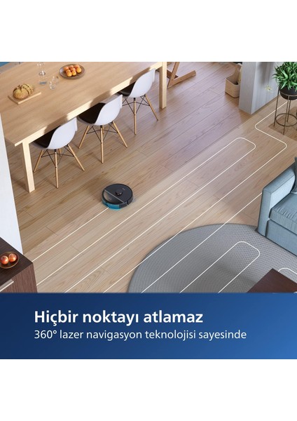 Hepa Filtreli Aqua Islak ve Kuru Temizlik Robotu, 4000 Pa Yüksek Emiş Gücü, Halıda Emiş Gücünü Artırma Özellikli Tek Şarjla 230 Dakikaya Kadar Temizlik, Lidar, Luciole Lambader Hediye