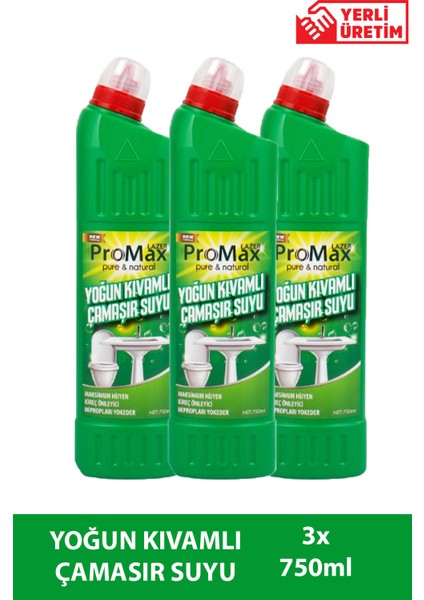 %100 Yerli Yoğun Kıvamlı Çamaşır Suyu 3x 750 ml