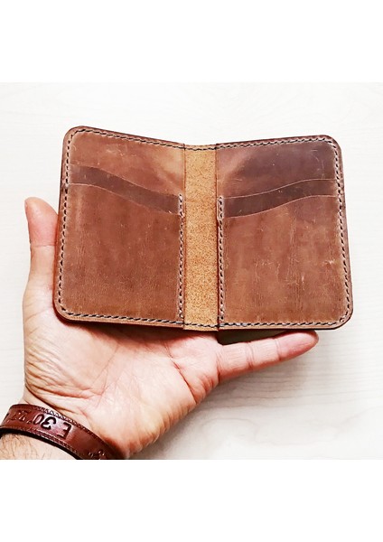 Isimli Deri Kartlık El Yapımı Deri Minimal Kartlık Mk1
