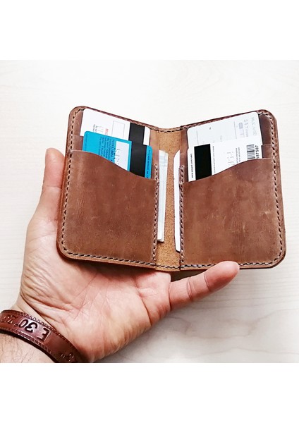 Isimli Deri Kartlık El Yapımı Deri Minimal Kartlık Mk1