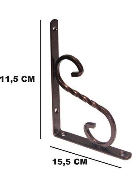 Ferforje Raf Alti Konsol L Demi̇ri̇ Ayağı Bakır 11.5 x 15.5 cm (2 Adet) + Vi̇daları