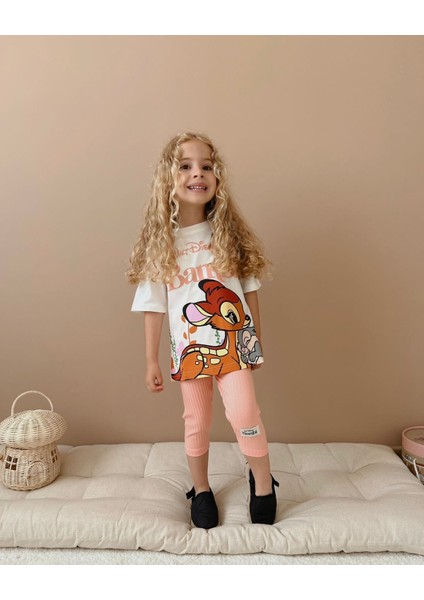 Bambi Baskılı Taytlı T-Shirt Kız Çocuk Takım