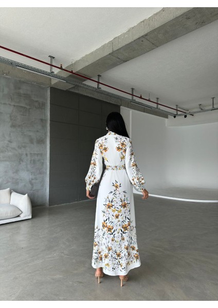 Ithal Babel Kumaş Elbise (Kemer Dahildir) - Bej modelleri