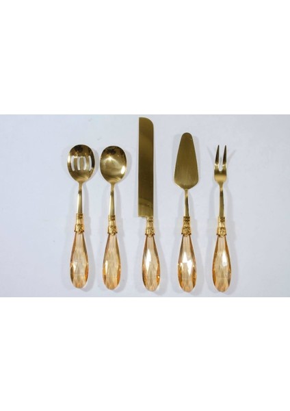 Damla 5’li Tamamen Gold Amber Servis Seti