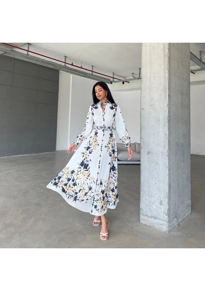 Ithal Babel Kumaş Elbise (Kemer Dahildir) - Siyah