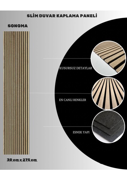 Sonoma Akustik Esnek Keçeli Slim Duvar Kaplama Paneli