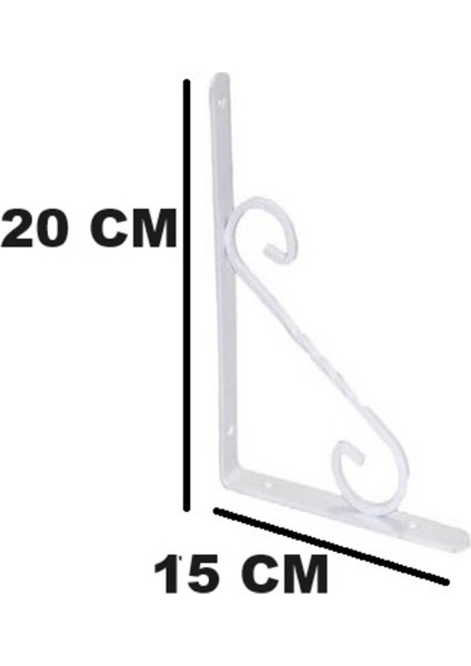 Ferforje Raf Alti Konsol L Demi̇ri̇ Ayağı Beyaz 15 x 20 cm (2 Adet) + Vi̇daları