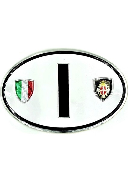 Etiketçilere Özel Armalar Oval Iharf Italy Italya Bayraklı Beyaz Alüminyum Sticker Arma