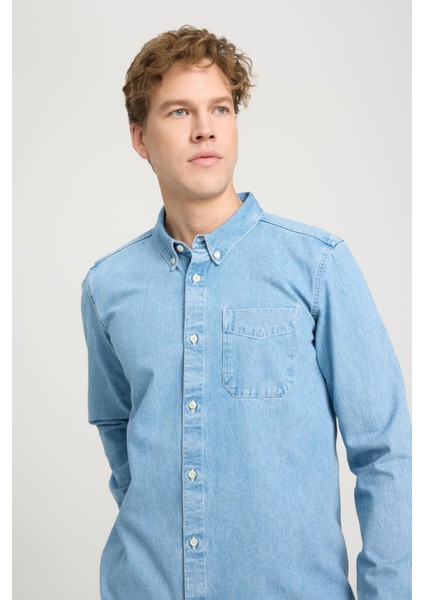 Uzun Kollu Gömlek Mid Blue fırsatları