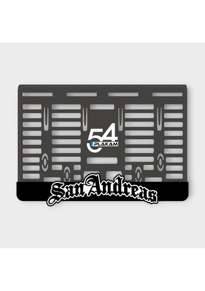 San Andreas Siyah 3D Kabartmalı Pleksi Motor Plakalığı