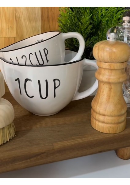 2'li Seramik Ölçü Bardağı Seti Kupa Bardak 250 ML/500ML
