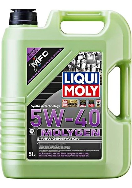 5W40 Molygen New Generation 5 Litre Motor Yağı 8536