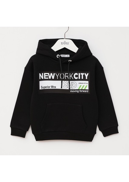 Erkek Çocuk Uzun Kol Kalın Tişört - 16113 - Siyah