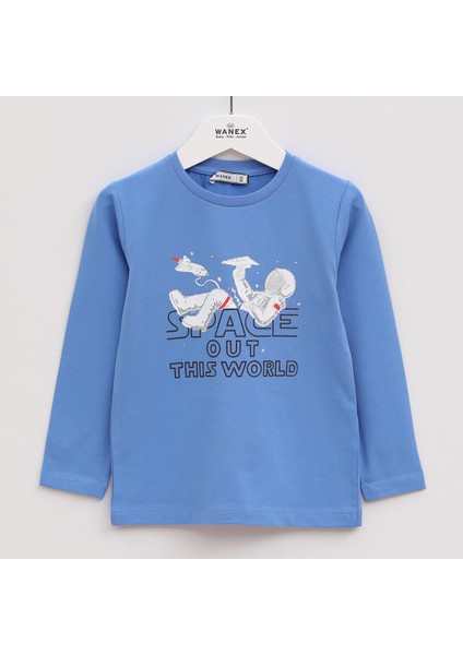 Erkek Çocuk Uzun Kol Ince Tişört - 15536 - Mavi