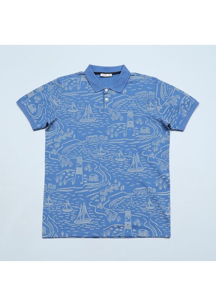 Erkek Çocuk Kısa Kollu Tişört - 16857 - Saks