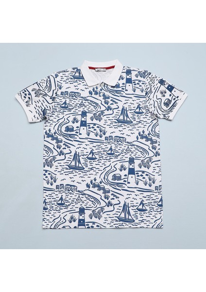 Erkek Çocuk Kısa Kollu Tişört - 16857 - Beyaz