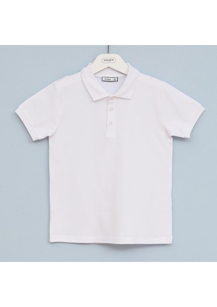 Erkek Çocuk Kısa Kollu Polo Yaka Okul Tişörtü - 16534 - Beyaz