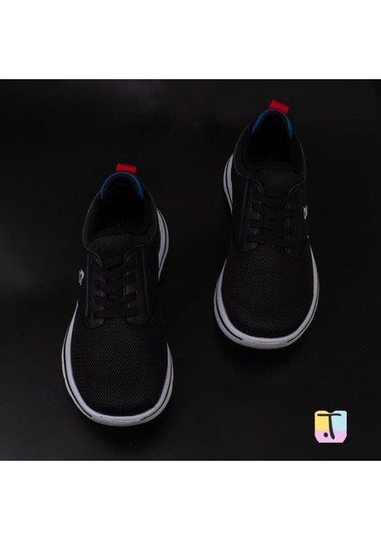 Trend Adımlar Siyah Hafif Faylon Memory Foam Lastikli Çocuk Sneaker