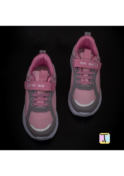 Trend Adımlar Pembe Cırt Cırtlı Unisex Çocuk Spor Ayakkabı